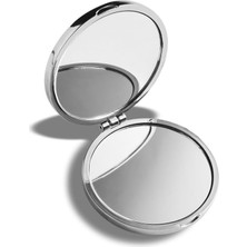 Mey İthalat Yuvarlak Mini Metal Cep Aynası, Taşınabilir Makyaj Aynası, Gümüş Krom, 6.5 Cm, Katlanabilir, Modern