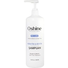 Mey İthalat Oshine Saç Dökülme Karşıtı Hızlı Uzamaya Yardımcı Güçlendirici Tuzsuz Keratin Biotin Şampuanı 1000 ml