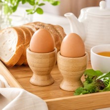Mey İthalat 2'li Bambu Yumurtalık Seti, Doğal Ahşap Kahvaltı Yumurta Standı