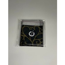 Mey İthalat Siyah Desenli Lüx Hediye Paketi Çok Küçük Metalize Poşet Bantlı 7x9 cm (Kapak Payı Dahil Ölçü) - 50 Adet