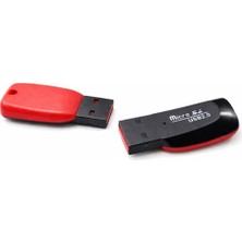 Mey İthalat Micro Sd Kart Okuyucu Sdxc Tf USB 2.0 T-Flash Microsd Transflash Hafıza Kartı Okuyucu Adaptör Yazıcı Mini Android Telefon Kamera Pda Mp3 Mp4 Pc Mac Tablet Tv Kutusu Uyumlu Kırmızı