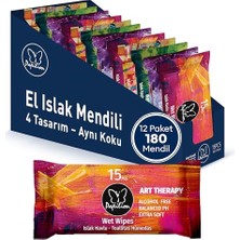 Mey İthalat Seyahat Mendilleri – 12'li Paket (180 Mendil), Sanat Terapisi Tasarımı, Çocuklar Için Nazik ve Eğlenceli El Mendilleri, Okul Çantaları, Araba Yolculukları ve Her Yerde Hızlı Temizlikler Için