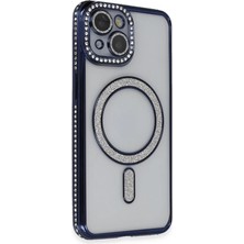 Northcity Apple iPhone 14 Uyumlu Kılıf Joke Simli Magneticsafe Kılıf - Lacivert