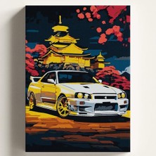 Trendexa Sayılarla Boyama Tuval Hobi Seti, Subbaru Temalı Fırça ve Boya Dahil Set (Çıtalı) 50X70 Cm, Kendin Yap Sayılarla Tuval Boya Kiti (Kasnaklı)