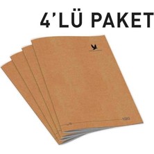 Trendexa Wings Journal 4'lü Çizgili A6 Defter Seti - Kraft Kapak