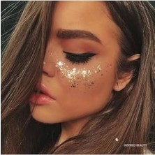 Trendexa Jel Form Makyaj Simleri Glitter Işıltılı Yüz Makyajı Beyaz, HB541