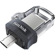 Mey İthalat 256GB Ultra Çift Sürücü M3.0 USB 3.0 Flash Sürücü, Tersinir Mikro USB ve USB Type-A Konnektörleri Ile, Android Akıllı Telefonlar, Tabletler ve Bilgisayarlar Için, Siyah-Gümüş-Şeffaf