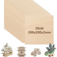 Trendexa 20 Adet Kontrplak 2 mm Ahşap Plaka 200 x 200 x 2 mm Ihlamur Ağacı El Işi Için Balsa Ahşabı 2 mm Ince Ahşap Plaka Kontrplak Plaka Dikdörtgen Ahşap Plakalar El Işi Kendin Yap Modeli