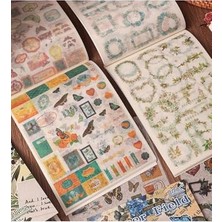 Trendexa 24 Sayfa Washi Çiçek Çerçeve Sticker Bullet Journal Scrapbook Laptop