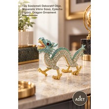 Yenilig 4 Adet Taşlı Dragon Figür – Taş Süslemeli Dekoratif Obje, Masaüstü Vitrin Süsü, Ejderha Figürü, Dragon Ornament