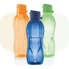 Trendexa Eco Şişe 500 ml 3'lü Set - Portakal-Yaprak Yeşili ve Kutup Gecesi Kolay Açılır Kapaklı Suluk Matara