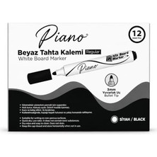 Trendexa Dordoi Piano 12'li Beyaz Tahta Kalemi 3 mm Yuvarlak Uç Siyah Renk – 13 cm Uzunluk