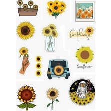 Trendexa Ayçiçeği -Sunflower Tasarımlı Sticker Seti - Telefon ve Bilgisayar, Laptop Yüzeylerine Uygun