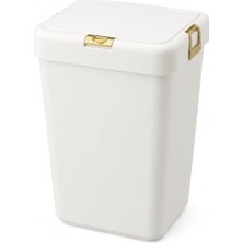 Trendexa 40 L Tekli Çamaşır Sepeti - Çöp Sepeti - Büyük Boy Çöp Kutusu - Dekoratif Çöp Sepeti - Gri Beyaz - 28X58,5X35 cm (Altın)