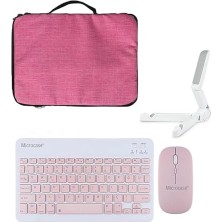 Trendexa Samsung Galaxy Tab S10 Lite Tablet Uyumlu Tablet Çanta+Türkçe Bluetooth Klavye +Mouse+ Standı - Pembe AL8127