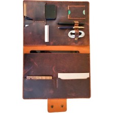 Trendexa Hakiki Crazy Dana Derisi El Dikişli Tablet Organizer Çanta, Bordo, 13 Inç Tablet Için Ideal, Toplantı ve Seyahat Düzenleyici