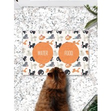 Trendexa Sevimli Kediler Kedi Köpek Mama Paspası ve Beslenme Altlığı 45X70 cm