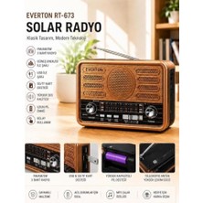 Trendexa Solar Güneş Enerjili Bluetooth USB Sd Kart Radyo Mp3 Çalar Nostaltik Radyo Evde Kampta Bahçede Müzik Kutusu 16X10 cm