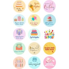 Trendexa Doğum Günü Tebrik Sticker Seti, 4x4 Cm, 150 Adet (10 Sayfa)