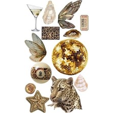 Trendexa Golden Girl Leopar Temalı Laptop Tablet Telefon Ajanda Bullet Journal Sticker-Suya Dayanıklı Etiket