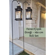 Trendexa Bahçe Kazığı ve Direği Ikili Set 160 Cm, Siyah, Fener ve Saksı Askısı
