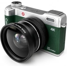 Trendexa Retro Tasarım Dijital Fotoğraf Makinesi 4K 64 Mp, 3 Inç Ips, 16X Dijital Zoom, 128GB Tf Kart Desteği, Anti-Shake Yüz Algılama, 1800 Mah Batarya, Type-C Şarj
