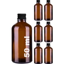 Trendexa 50 cc Siyah Metal Kapaklı Hediyelik Shot Şişesi 50 ml Kolonya Koku Süs Küçük Amber Cam Şişe 6 Adet