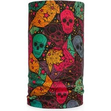 Trendexa Çok Renkli Kafatası Desenli Bandana, Geometrik Yıldız Baskılı, Çok Amaçlı Boyun Atkısı