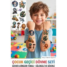 Trendexa Kamyon, Safari ve Dinozor Temalı Erkek Çocukları Için Renkli Çocuk Dövmesi, Çocuklar Için Geçici Dövme