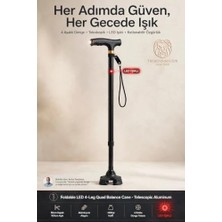 Trendexa Katlanabilir Denge Bastonu, Siyah, Alüminyum Gövde, Teleskopik Boy Ayarlı, 60-100 cm