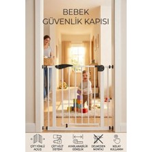 Trendexa 75-85 cm Bebek Güvenlik Kapısı Otomatik Kilit, Çift Emniyetli Beyaz Güvenli Ev Çocuk Güvenlik