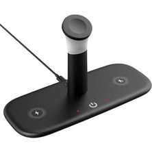 Trendexa BW02 Apple Kablosuz Wireless Hızlı Şarj Standı Iwatch Airpods iPhone 11 11 Pro 12 12 Pro 13 13 Pro Xs Xr 8 Samsung Uyumlu-Siyah