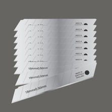 Trendexa Ithal 10 Adet 8 Dilim Maket Bıçağı Yedeği Ucu 0.50 mm Kalınlık x 18 mm Genişlik Bıçak Ucu Jilet