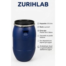 Trendexa 30 L Lacivert Plastik Varil Bidon Depolama Kabı, Su Depolama, Kimyasal Uyumlu, Sıvı Depolama, Plastik Malzeme