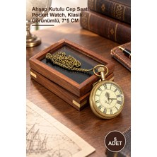 Yenilig 5 Adet Köstekli Saat – Ahşap Kutulu Cep Saati Pocket Watch, Klasik Görünümlü, 7*5 cm