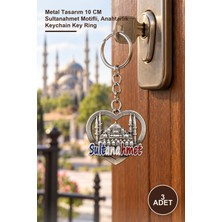 Yenilig 3 Adet Metal Sultanahmet Anahtarlık – Metal Tasarım 10 cm Sultanahmet Motifli, Anahtarlık Keychain Key Ring