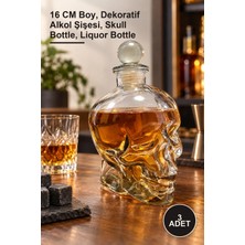 Yenilig 3 Adet Cam Kurukafa Içki Şişesi – 16 cm Boy, Dekoratif Alkol Şişesi, Skull Bottle, Liquor Bottle