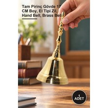 Yenilig 1 Adet Pirinç El Çanı – Tam Pirinç Gövde 17 cm Boy, El Tipi Zil, Hand Bell, Brass Bell