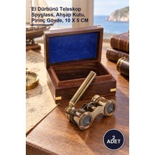 Yenilig 2 Adet Ahşap Kutulu Pirinç Dürbün – El Dürbünü Teleskop Spyglass, Ahşap Kutu, Pirinç Gövde, 10 x 5 cm