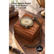 Yenilig 3 Adet Pirinç Köstekli Saat – Ahşap Kutulu Klasik Cep Saati Pocket Watch 7 x 5 cm