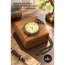 Yenilig 5 Adet Köstekli Cep Saati – Ahşap Kutulu Pirinç Gövde, Köstekli Aksesuar ve Hediye, Pocket Watch