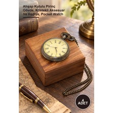 Yenilig 4 Adet Köstekli Cep Saati – Ahşap Kutulu Pirinç Gövde, Köstekli Aksesuar ve Hediye, Pocket Watch