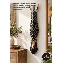 Yenilig 2 Adet Ahşap Zebra Mask – 1 Metre Ahşap Zebra Maske, Zebra Desenli Ahşap Model, Wooden Zebra Mask
