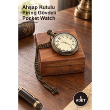 Yenilig 5 Adet Köstekli Cep Saati – Ahşap Kutulu Pirinç Gövdeli Pocket Watch
