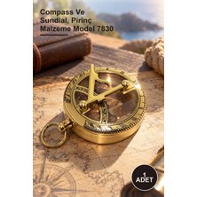 Yenilig 1 Adet Pirinç Güneş Saati ve Pusula – Compass ve Sundial, Pirinç Malzeme Model 7830