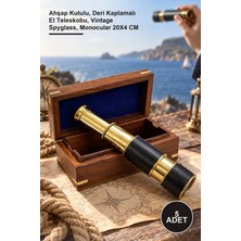 Yenilig 5 Adet Pirinç Dürbün – Ahşap Kutulu, Deri Kaplamalı El Teleskobu, Vintage Spyglass, Monocular 20X4 cm