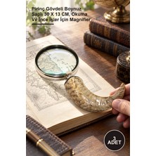 Yenilig 3 Adet El Büyüteci – Pirinç Gövdeli Boynuz Saplı 30 x 13 Cm, Okuma ve Ince Işler Için Magnifier
