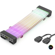 TKÇ Bükülebilir 24 Pin Argb Güç Uzatma Kablosu 108 LED Siyah