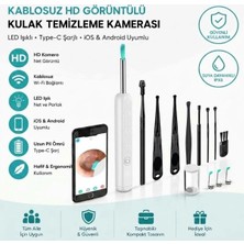 Midas Toptan Beyaz Kablosuz Hd Görüntülü Kulak Temizleme Kamerası, LED Işıklı Type-C Şarjlı Ios ve And