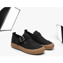 Lal's Hakiki Deri Siyah Renkli Tokalı Casual Günlük Kadın Ayakkabı, Konforlu Düz Taban Sneaker